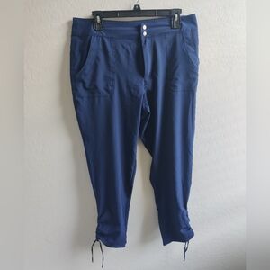 DB Sunday Navy blue drawstring hem casual Cropped Capri pants_10